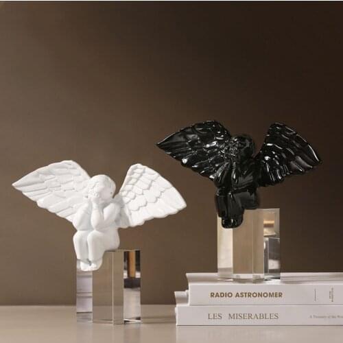 Simple Modern Resin Angel Boy Statue Ornaments Home Livingroom Table Figurines Crafts Hotel Office Desktop Sculpture Decoration