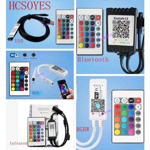 24key ir rf Bluetooth/Infrared/RGBW/USB/RGB remote Wireless colorful rgb LED strip controller mobile APP TV background light