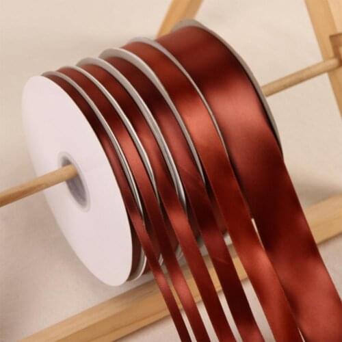 Chestnut color 100Yards/Roll Polyester Ribbon Satin Ribbon Wedding Party Christmas Decoration Cake Gift Box Wrap DIY Accessories