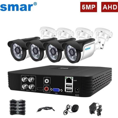Smar 5MP HD Security Camera System 4CH 5M-N DVR Outdoor Indoor Video Surveillance Kit Night Vision Waterproof CCTV System