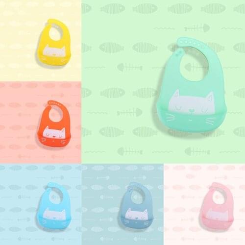 Silicone Baby Bib No-wash Roll Up Crumb Catcher Cartoon Waterproof Kids Boys Girls Feeding Supplies