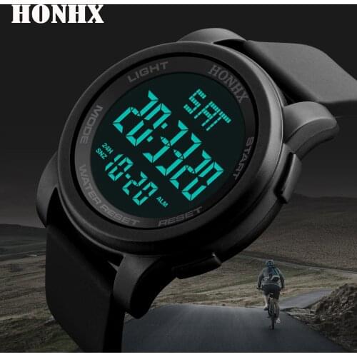 Sports Watch Luminous LED Digital Watch for Men Plastic Dial Silicone Strap 50M Waterproof Buckle Wristwatch Drop Shipping