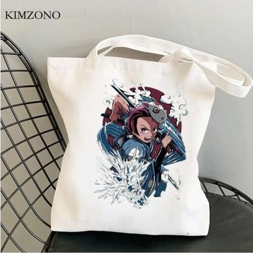Demon Slayer Kimetsu No Yaiba shopping bag shopping tote bolsas de tela bolsa bolso jute bag bag bolsa compra woven string cabas
