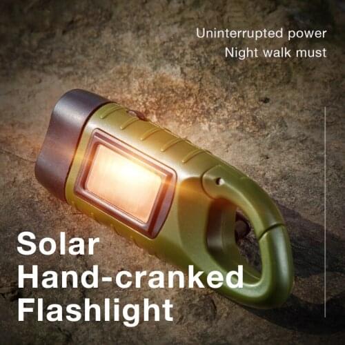 Solar Powered Flashlight Hand Crank Charging Portable Outdoors High Power Led Torch For Camping Bicycle Night Self Defense Hikin