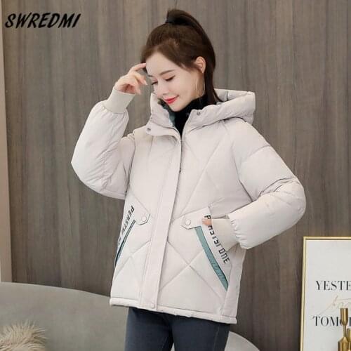 SWREDMI Fashion Woman Winter Jacket New Arrival Female Jacket Plus Size S-3XL Padded Clothing Snow Wear Letter Warm Parkas Coat
