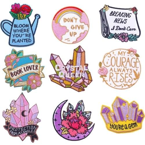 Gem Heat-Adhesive Sew Embroidered Patches For Clothing Thermo Adhesive Patch Iron on Clothes Patches Fusible Sewing Badge Patch