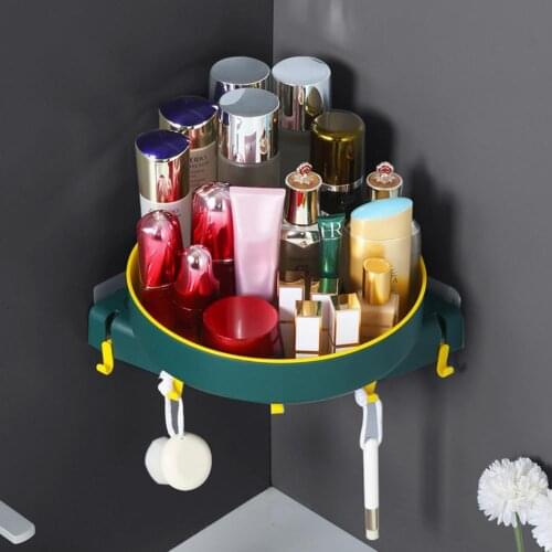 Corner Rotating Storage Rack Punch-free Wall-mounted Bathroom Kitchen Shelf Multi-purpose Spice Jar Cosmetic Carrying Shelf