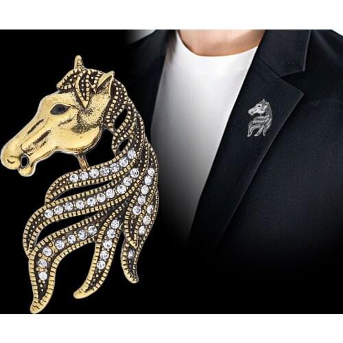 Retro Lion Brooches Rhinestone Animal Brooch Pin Mens Womens Suit Pin