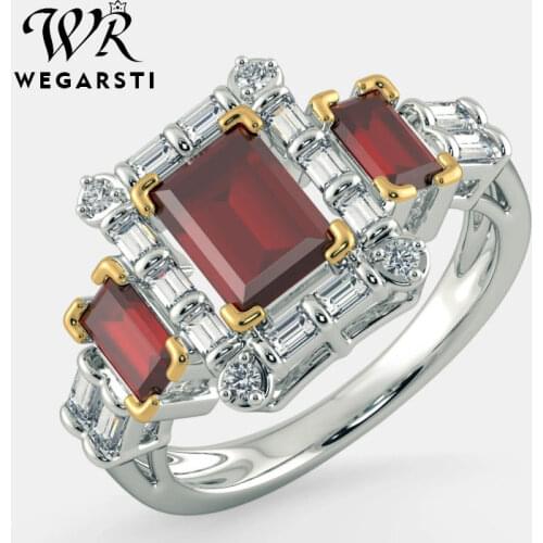 WEGARSTI Vintage 925 Sterling Silver Square Sapphire Amethyst Citrine Emerald Wedding Engagement Women Ring Jewelry Wholesale