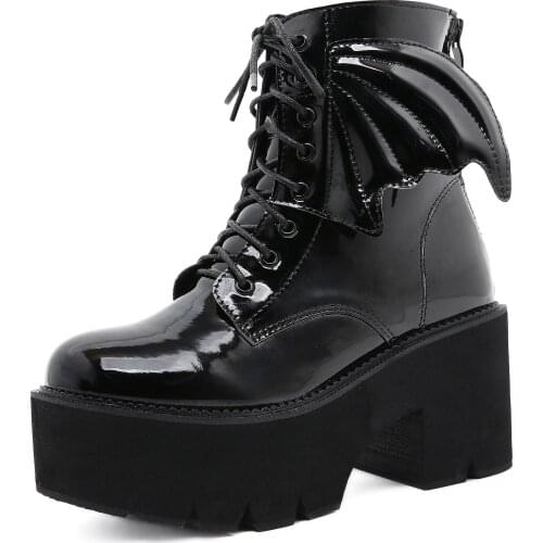 New Arrival Womens Ankle Boots Platform Pumps Roumd Toe Lace Up Big Size Black qq042