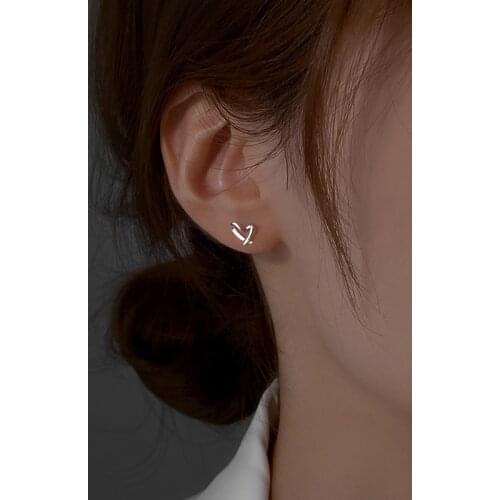 Hollow Small Peach Heart 925 Sterling Silver Stud Earrings For Women Fashion Korean Jewelry Cute Gift