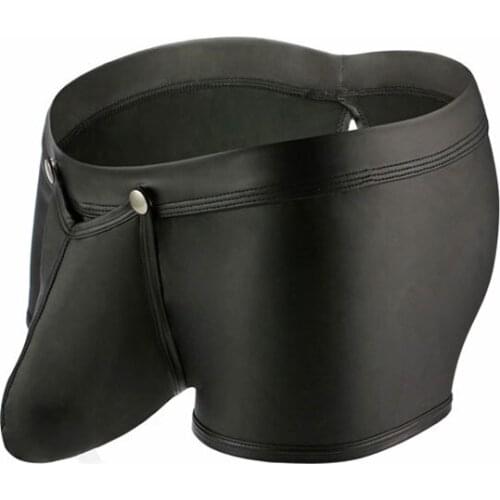 Sexy COCK Ring Plus Size Open Crotch G-string Hollow Out Faux Leather U Convex Pouch G-string Gay Wear Low Rise Sexy Thongs