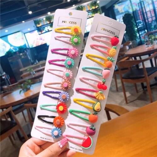 10pcs Childrens Cartoon Hair Pins Baby Girls Hair Clips Hair Accessories Set Sweet Princess Style Hair Grip Barrettes Headdress