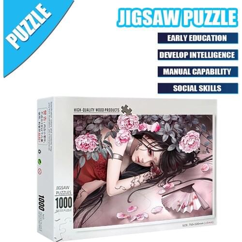 1000 Pieces Mini Jigsaw Puzzles Wooden Assembling Picture Cartoon Girl Puzzles Toys For Adults Children Kids Home Game Toys