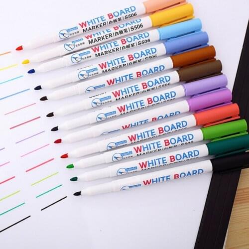 12/8 Colors White Board Marker Pen Set Erasable Whiteboard Pen Drawing Supplies Office School Stationery