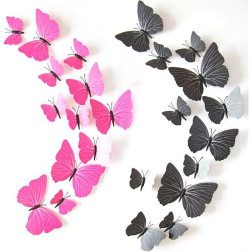 12Pcs/lot Colorful Butterfly Wall Stickers Home Decor DIY 3d Butterflies Fridge Magnet stickers for Party Home Decoration