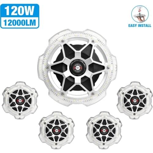 120W Garage Light Round 5-head Lighting Ultra-high Brightness 12000LM Cold White Garage Lamp for Loft Basement Home Office