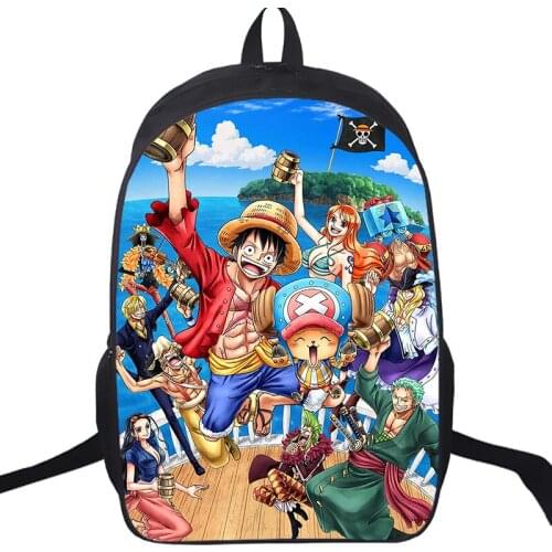 Anime ONE PIECE Luffy 16 Inch Backpack for Teenagers Boys Edward Newgate Book Bag Rucksack Students Schoolbags Laptop Travel Bag