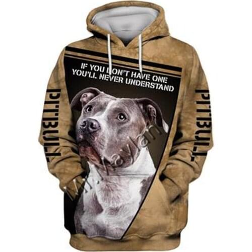 2021 Fashion Animal Pit Bull 3D Printed Hoodie Men Women Casual Pet Dog Designs Hooded Oversized Hooded Coat Drop Shipping WQ-47