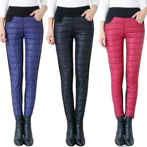 2020 Winter Loose Women Plus Size Warm Thicken Pants Down Cotton Pant For Mother Lady High Waist Long Pant Trousers Outwear W636