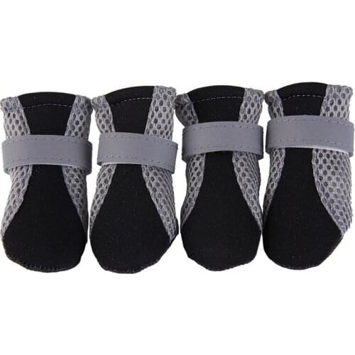 4pcs/lot Breathable Dog Shoes Anti-skid Rain Snow Shoes Warm Reflective Design At Night Pet Boots Protector