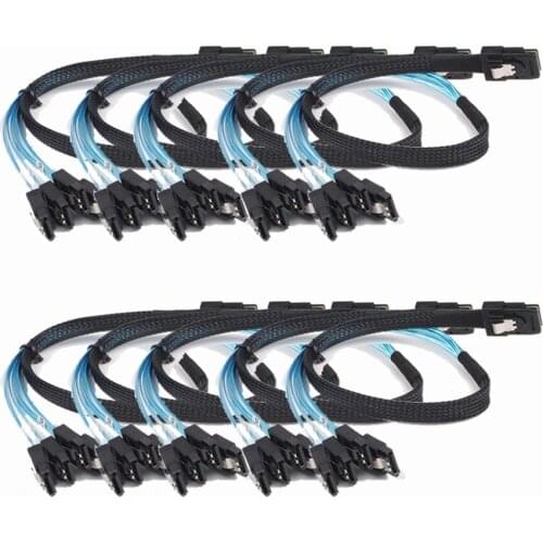 5/10 pcs Mini SAS 36Pin SFF-8087 Male to 4 SATA 7Pin Female Cable Mini SAS Host/Controller to 4 SATA Target/Backplane Splitter