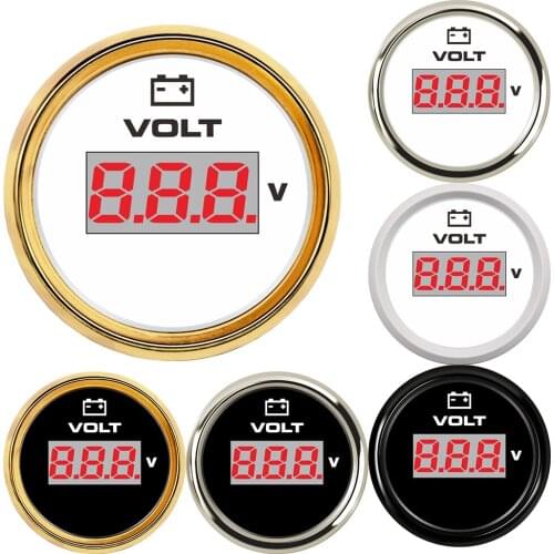 7 Color Backlight Volts for Boat Yacht 8-32V Voltmeter 52MM Gauge Marine Voltage Waterproof Voltmeter Indicator 9~32V