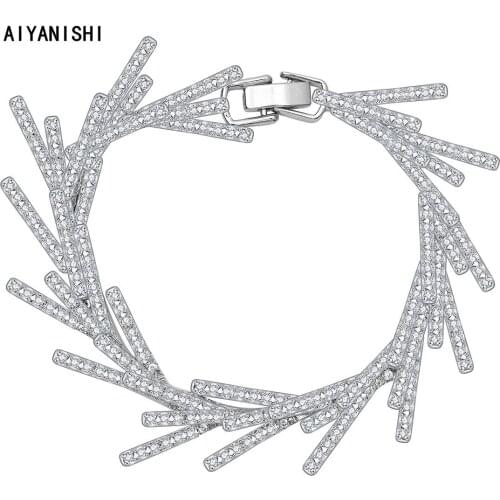 AIYANISHI 18K Gold Filled Exaggerate Bangle for Female Tennis Bracelets For Women Bracelet for Lover Couples Korean Fashion Gift