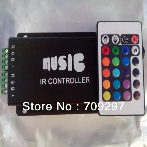 Free DHL/FEDEX 10pcs/lot, DC12V 144W RGB music controller for RGB led strip with 24keys remote 889909