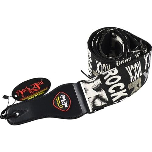 Black and White Rock Cotton Electric Guitar Acoustic Guitar Folk Guitar Bass Strap