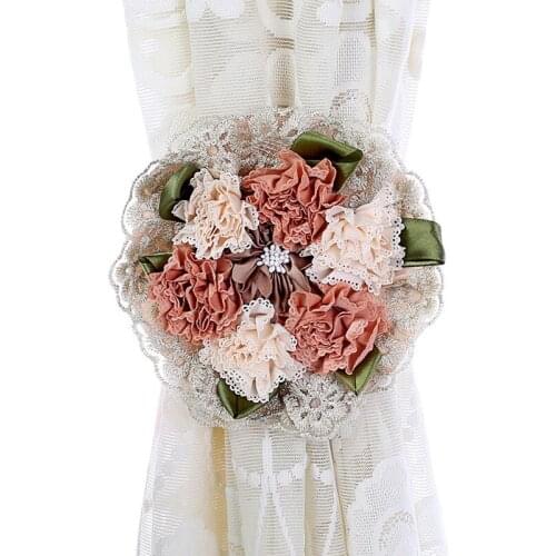 European Floral Curtain Tieback Polyster Flower Shape Straps Holder Curtain Holdback Accessories Home Bedroom Window Decoration