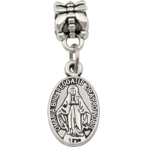 20pcs Dangle Zinc Alloy Catholic Icon Religious Medal San Benito Charm Fit European Bracelets Jewelry DIY 10x29.8mm A-385a