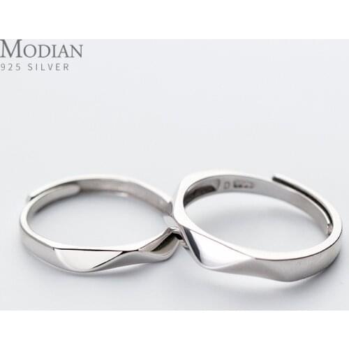 Modian Romantic Couples Single Ring Fashion Charm 925 Sterling Silver Adjustable Finger Rings For Women Wedding Fine Jewelry