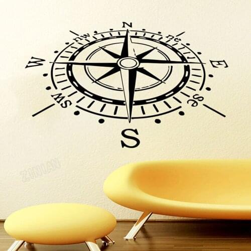 Compass Wall Decal Nautical Decor Vinyl Wall Sticker For Nursery Room Sailing Removable Decals For Car Window Decoration Y190