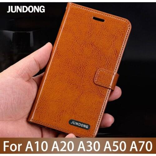 Leather Flip Phone Case For Samsung A10 A20e A30 A40 A50 A60 A70 case Cowhide Oil wax skin Card slots Cover