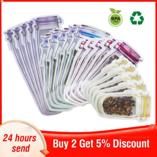 10Pcs/Set Reusable Mason Jar Bottles Bags Nuts Cookies Bag Seal Fresh Food Storage Bag Snacks Zipper Sealed Kitchen Organizer