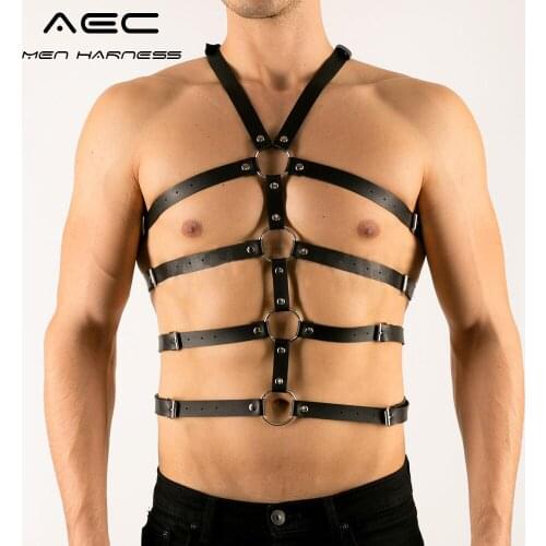 CEA Fashion Man Harness Leather Belt Chest Sexy Lingerie BDSM Body Bondage Fetish Gay Lingerie Clubwear Sexy Sissy Cosplay Tops