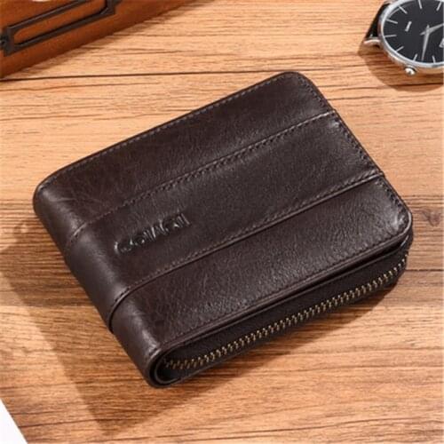 Genuine Leather Men Wallets Short RIFD Wallet Drivers License Purse Card Holder Casual Mens Coin PurseBilletera Hombre Cartera