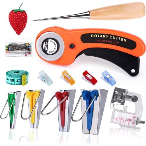 Nonvor Bias Tape Maker Tools Kit for Sewing Quilting, Rotary cutter Awl and Binder Foot,Sewing Accessories Leather Cutting Tool