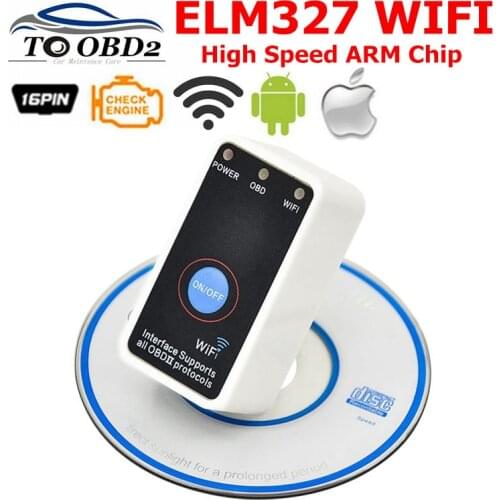 Newest Super MINI WIFI ELM327 Power Switch OBD2/EOBD Auto Code Reader V1.5 Button ON/OFF ELM 327 WiFi for IOS/Android FREE SHIP