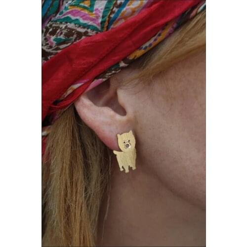 Wholesale Chow Chow Earring Dog Earring Chow Chow Dog Jewelry , Front Back Earring , Dog Lover Jewelry , Dog Breed