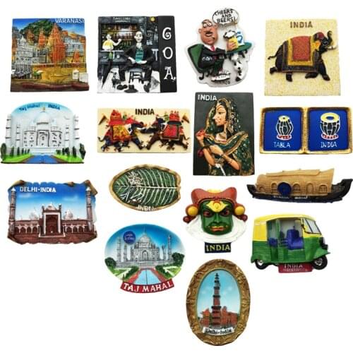 Handmade Resin Fridge Magnet The Cultural Landscape of India Travel Souvenir Refrigerator Magnetic Sticker Craft Home Decor