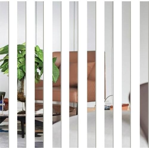 DIY Striped Mirror Stickers Self Adhesive Removable Acrylic Mirror Sheets Wall Decor Decals for Home Art Room Bedroom Background