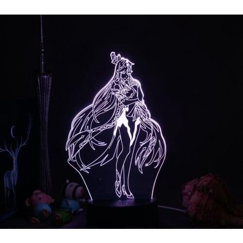 Hot Game Genshin Impact 3D Illusion Night Light Lamp Light for Bedroom Decor LED Light Atmosphere Bedside Night Lamps Kids Gift