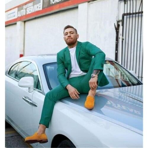 Custom Made Groomsmen Lapel Lapel Groom Green Tuxedos Mens Suits Wedding Best Man Suits Men Tuxedos Suit (Jacket + Pants) 199