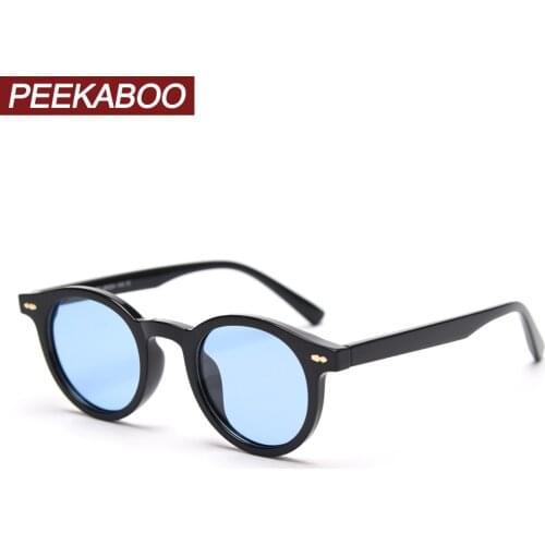 Peekaboo female sunglasses men polarized summer round sun glasses retro woman uv400 color lens blue green yellow korean style