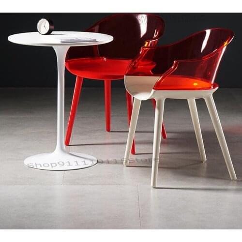 Nordic Creative Transparent Chair Modern Simple Plastic Dining Chair Designer Acrylic Chair Net Black Milk Tea Shop Armchair