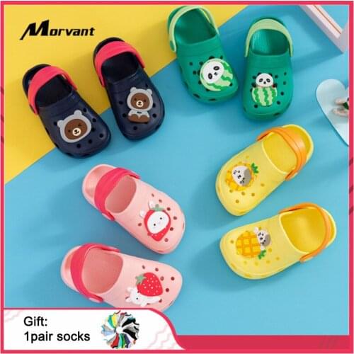 Baby slippers Cartoon Bear Baby Garden Shoes Soft non-slip Infant Shoes Summer Breathable Hole Indoor toddler Foot Footwear