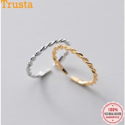 Trustdavis Real 925 Sterling Silver Minimalist Fashion Sweet INS Twist Opening Ring for Women Wedding Fine S925 Jewelry DS89