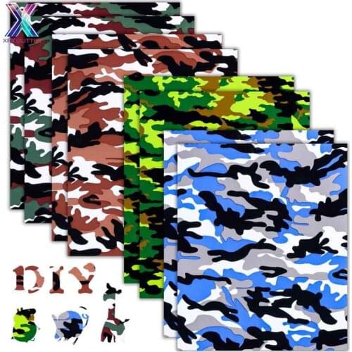 XFX HTV 8 Sheets 25x30.5cm Camouflage Pattern Heat Transfer Vinyl Bundle Gift for Men Camo Print HTV Iron on for Cricut T-Shirt